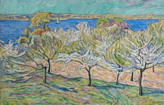 Theo von Brockhusen, Blühende Bäume, um 1915, Privatbesitz (Ausschnitt), Foto: Lea Gryze Theo von Brockhusen, Blühende Bäume, um 1915, Privatbesitz (Ausschnitt), Foto: Lea Gryze