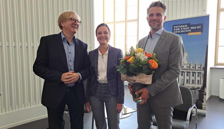 Dr. Thomas Steller, neuer Direktor Potsdam Museum, Dr. Birgit-Katharine Seemann, Fachbereichsleiterin Kultur und Museum, und Hannes Wittenberg, stellvertretender Direktor des Potsdam Museums (v.r.n.l.)