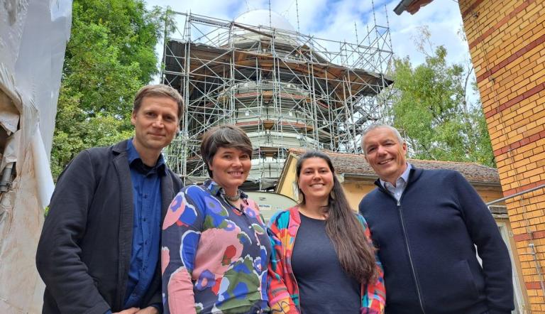 Heiko Türk und Dr. Viviane Taubert vom Brandenburgischen Landesamt für Denkmalpflege, Lisa-Katharina Gagel von der Unteren Denkmalschutzbehörde Potsdam und Dr. Thomas Drachenberg vom Brandenburgischen Landesamt für Denkmalpflege