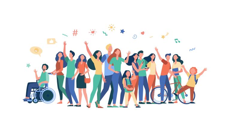 Darstellung unterschiedlicher Menschen in unterschiedlichen Farben