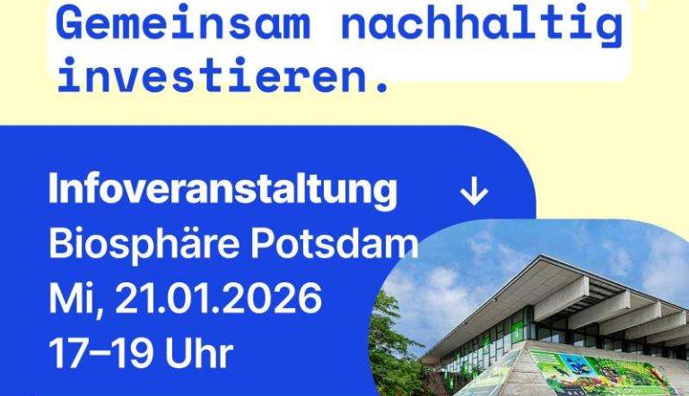 Infoveranstaltung BürgerEnergie Potsdam, 21.1., 17 Uhr Biosphäre