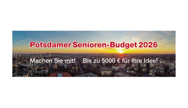 Banner Senioren-Budget 2026 Blick über die Stadt Potsdam mit dem Text Senioren-Budget 2026