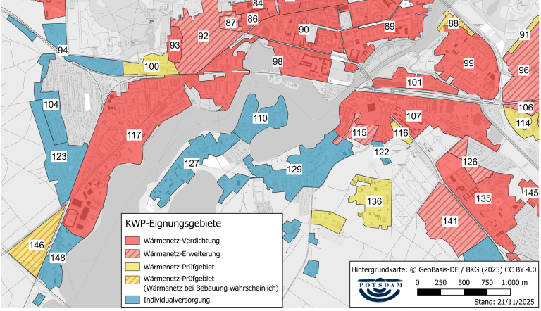 Eignungsgebiete kommunale Wärmeplanung - Zentrum