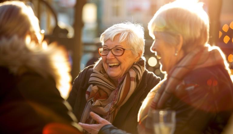 fröhlich lachende Seniorinnen