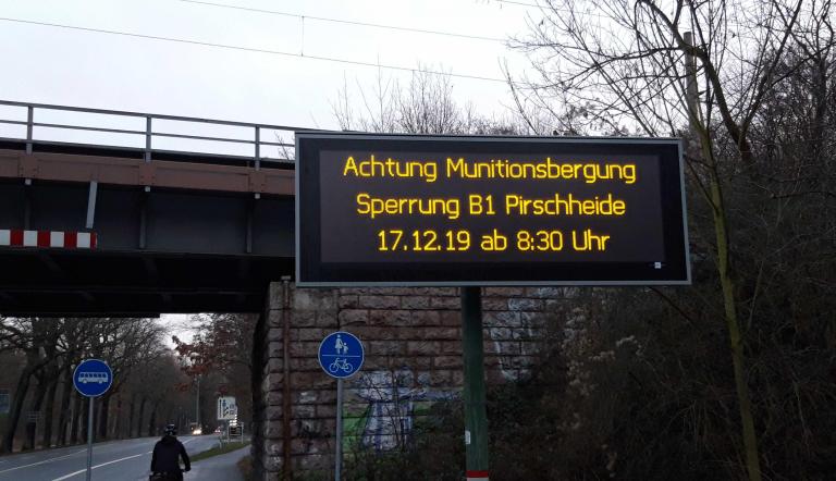 Bombenentschärfung 17. Dezember 2019: Sperrung der B1.