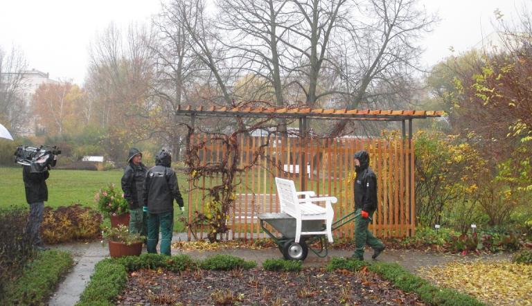 Zum Jahresende ziehen die weißen Bänke auf der Freundschaftsinsel in ihr Winterquartier. Zum Jahresende ziehen die weißen Bänke auf der Freundschaftsinsel in ihr Winterquartier.