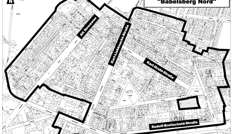 Geltungsbereich der Gestaltungssatzung Babelsberg Nord