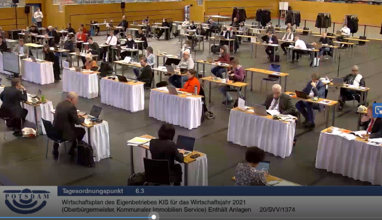 17. öffentliche Sitzung der Stadtverordnetenversammlung der Landeshauptstadt Potsdam vom 18. Februar 2021 (Screenshot) 17. öffentliche Sitzung der Stadtverordnetenversammlung der Landeshauptstadt Potsdam vom 18. Februar 2021