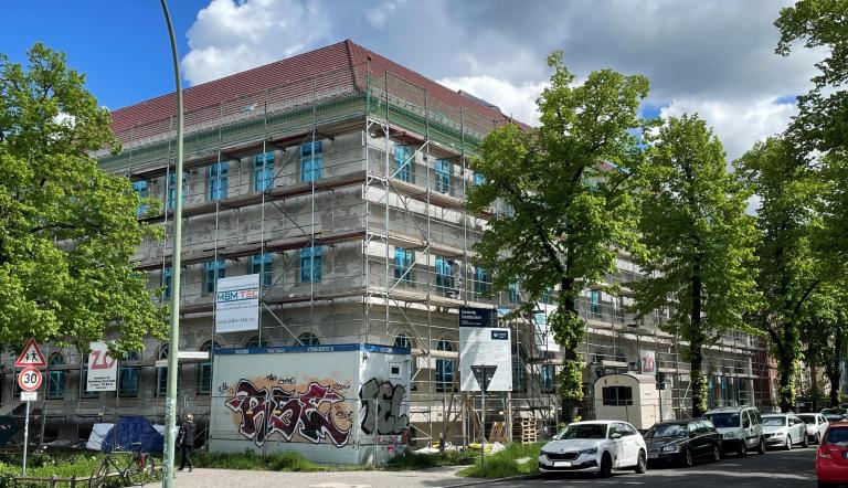 Baustelle Filiale Gutenbergstraße der Eisenhart-Schule im Mai 2021