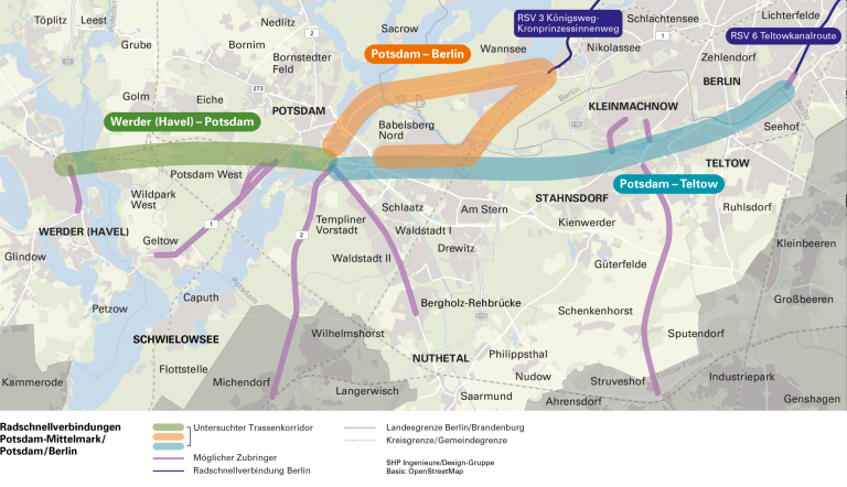 Radschnellverbindungen zwischen Potsdam-Mittelmark, Potsdam und Berlin. Radschnellverbindungen zwischen Potsdam-Mittelmark, Potsdam und Berlin.