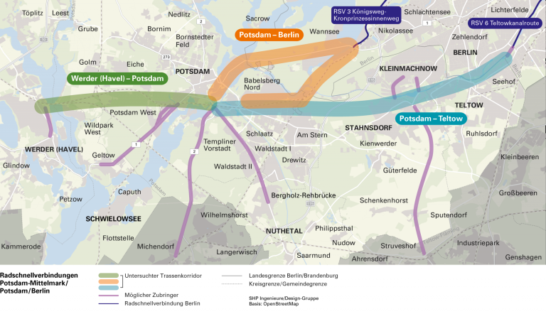 Radschnellverbindungen zwischen Potsdam-Mittelmark, Potsdam und Berlin.