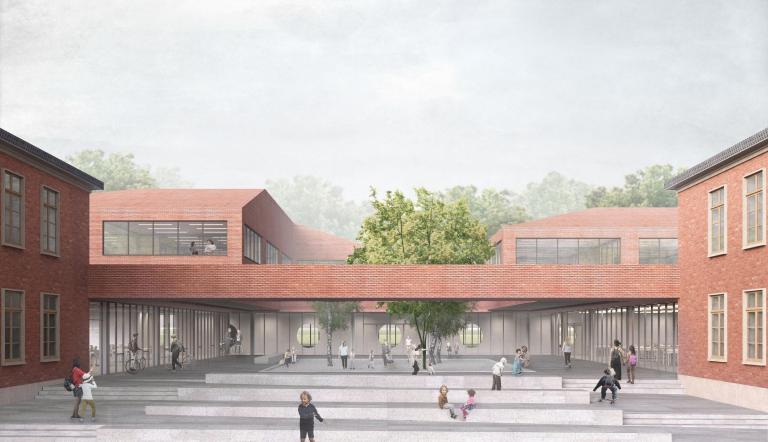 Visualisierung der Schule in Krampnitz. Visualisierung: AFF Architekten