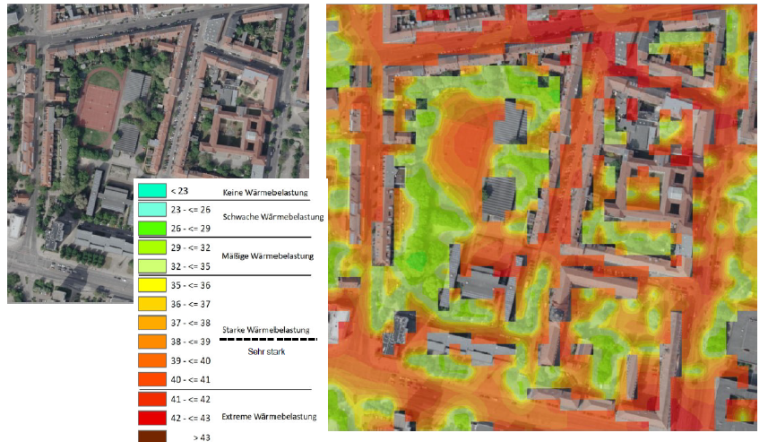 Stadtklimakarte Beispiel Charlottenstraße/Lindestraße (PET)