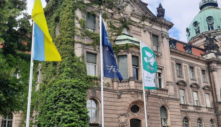 Potsdam zeigt Flagge für eine atomwaffenfreie Welt. Foto LHP/ Markus Klier Potsdam zeigt Flagge für eine atomwaffenfreie Welt
