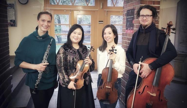 Lehrkräfte im Konzert Das Vier-Länder-Quartett bestehend aus drei Frauen und einem Mann.