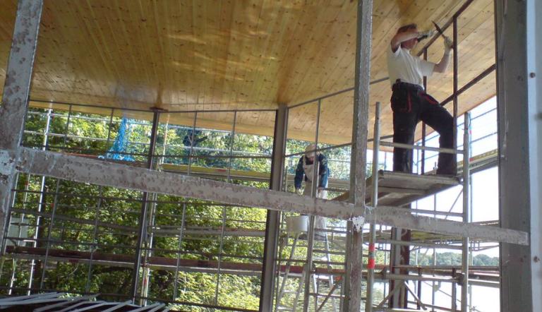 Musikpavillon während der Sanierungsarbeiten