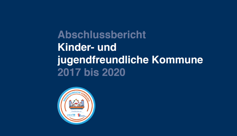 Deckblatt Abschlussbericht Kinder- und jugendfreundliche Kommune 2017 bis 2020 Auschnitt Deckblatt Abschlussbericht Kinder- und jugendfreundliche Kommune 2017 bis 2020