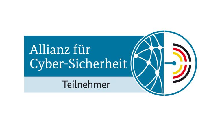 Das Logo besteht aus einem Rechteck, das in einen Kreis mündet, in dem die Vernetzung symbolisiert ist und in Halbbögen die Farben Deutschlands dargestellt sind. 