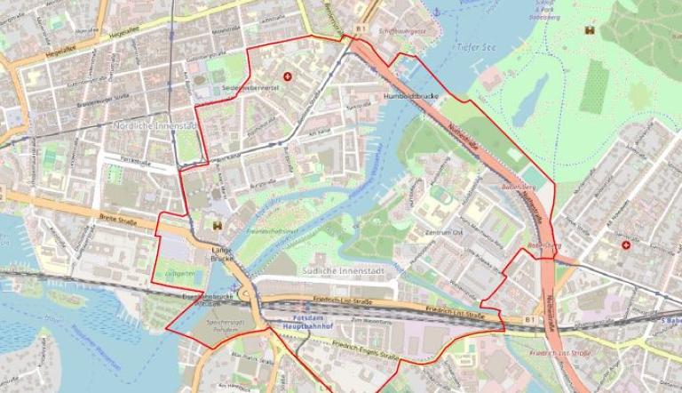 Karte vom Sperrgebiet der Bombenentschärfung am 26. Juni 2020.