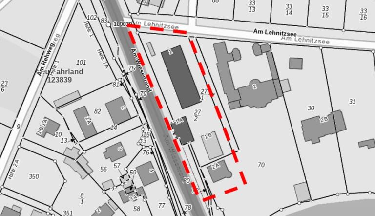 Kartenausschnitt von den Vorarbeiten betroffene Bereiche Kartenausschnitt von den Vorarbeiten betroffene Bereiche