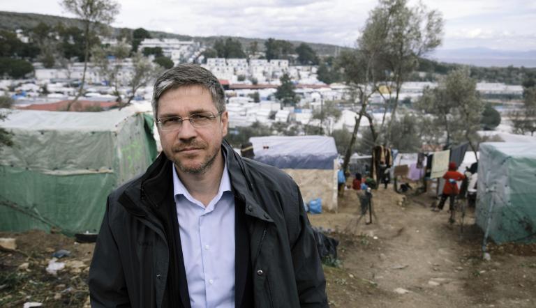 Mike Schubert im Lager Moria auf Lesbos in Griechenland im März 2020.