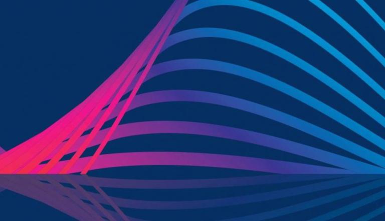 Potsdamer Nachwuchswissenschafts-Preis Die Grafik zeigt mehrere wellenförmige rot, violett und blau gefärbte Linien auf dunkelblauem Hintergrund.