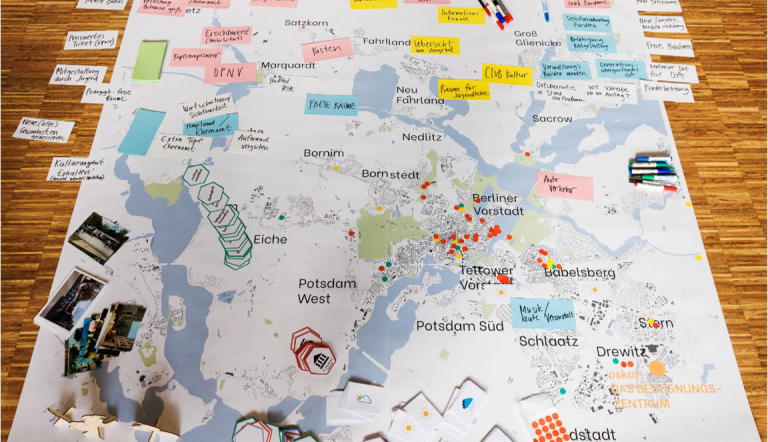 Stadtplan von Potsdam mit Vorschlägen zur Entwicklung des kulturellen Angebots
