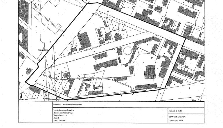 Geltungsbereich des Gebiets der Vorbereitenden Untersuchungen "Glastmeisterstraße"