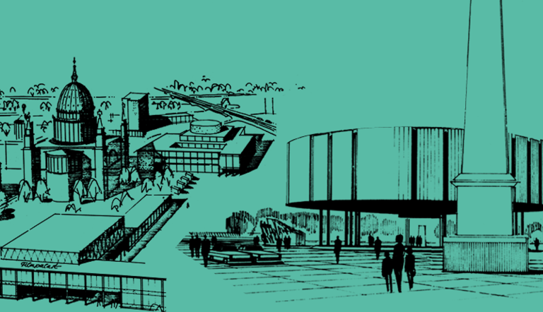 Foto: Wettbewerbe Alter Markt - links 1960, Hans Pampel u.a. - rechts 1. Preis 1969, VEB Landbauprojekte Potsdam, Gerhard Herrmann u.a., Foto Ulrich Frewel, Lizenz: Potsdam Museum