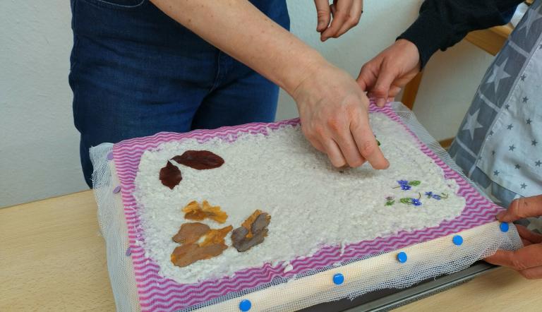 Papierherstellung aus dem Birkenporling, Foto: Dr. Sylvia Hutter, Lizenz: Dr. Sylvia Hutter