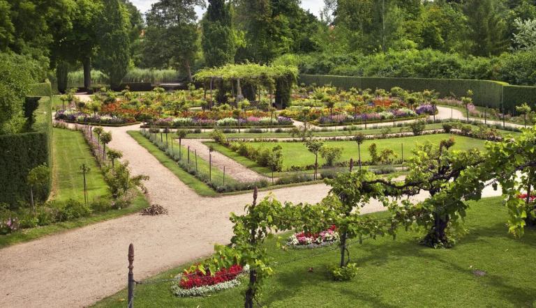 Rosengarten im Park Charlottenhof, Foto: Achim Bednorz, Lizenz: SPSG