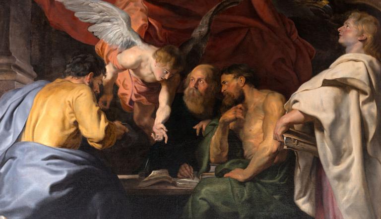 eter Paul Rubens: Die vier Evangelisten Lukas, Matthäus, Markus und Johannes beim Verfassen der Evangelien, Foto: Leo Seidel, Lizenz: SPSG