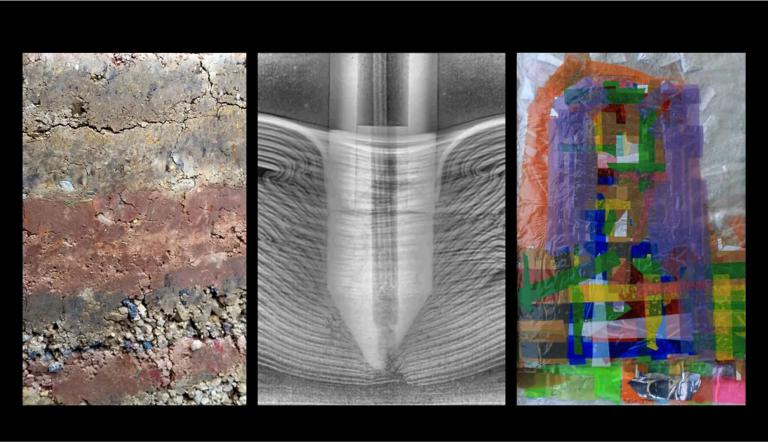 Ausstellung "Planetary Transitions: Potsdam Artist Residency" im KunstHaus Potsdam, Foto: Fotos v. links nach rechts: Angela Ka Ku Lee, Eduardo Kairuz & Sam Spurr, Samir Dams